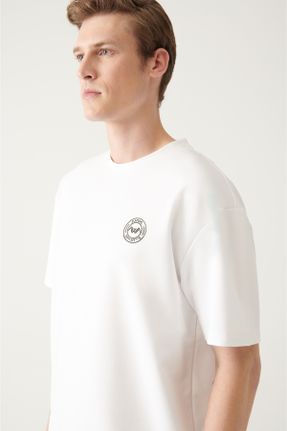 تی شرت سفید مردانه اورسایز یقه گرد پنبه (نخی) تکی کد 465696825