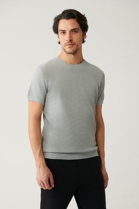 تی شرت طوسی مردانه رگولار پنبه (نخی) یقه گرد کد 822497375