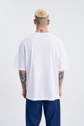 تی شرت سفید مردانه سایز بزرگ یقه گرد پنبه (نخی) تکی کد 731754648
