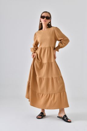 لباس قهوه ای زنانه بافتنی مخلوط پلی استر رگولار آستین-بلند کد 685270140