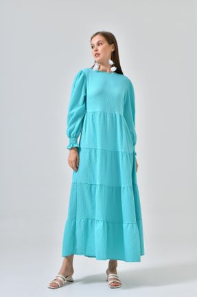 لباس فیروزه ای زنانه بافتنی مخلوط پلی استر رگولار آستین-بلند کد 753752690