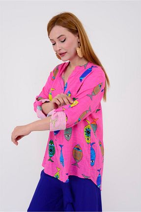 بلوز صورتی زنانه ساده Park Moda - کد 646048614
