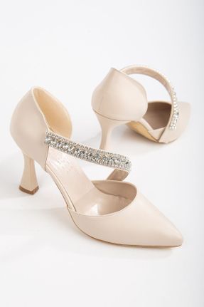کفش پاشنه بلند کلاسیک بژ زنانه چرم مصنوعی پاشنه نازک پاشنه متوسط ( 5 - 9 cm ) کد 806673266