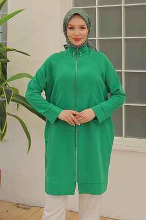 کت سبز زنانه رگولار مخلوط کتان بدون جیب بدون آستر کد 838987116