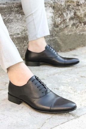 کفش کلاسیک مشکی مردانه چرم طبیعی پاشنه کوتاه ( 4 - 1 cm ) پاشنه ساده کد 36407363