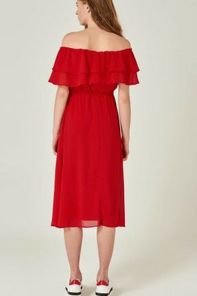 لباس قرمز زنانه تور بافتنی کد 124944873