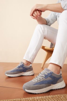 کفش کژوال طوسی مردانه چرم طبیعی پاشنه کوتاه ( 4 - 1 cm ) پاشنه ساده کد 819731756