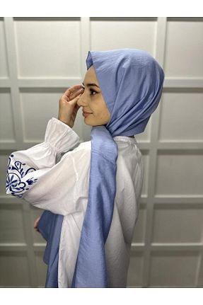 شال آبی زنانه پنبه (نخی) کد 756793584