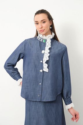 ست بالاتنه و پائین تنه آبی زنانه بافتنی esrastyle - کد 810919738