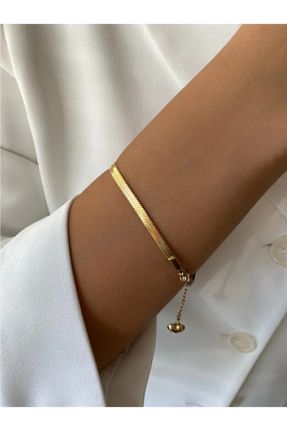 دستبند استیل طلائی زنانه فولاد ( استیل ) کد 172631987