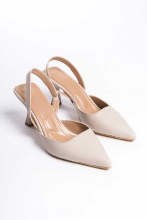 کفش پاشنه بلند کلاسیک بژ زنانه چرم پاشنه نازک پاشنه متوسط ( 5 - 9 cm ) کد 802144330