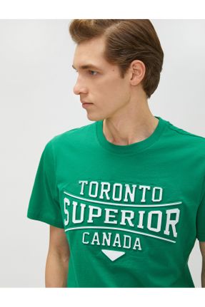 تی شرت سبز مردانه رگولار یقه گرد تکی کد 655813016