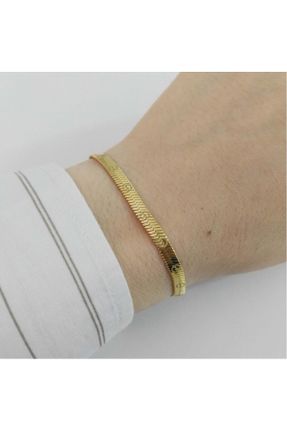 دستبند استیل طلائی زنانه فولاد ( استیل ) کد 456091696