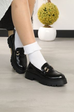 کفش لوفر مشکی زنانه چرم طبیعی پاشنه کوتاه ( 4 - 1 cm ) کد 828931766