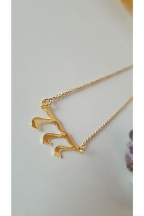 گردنبند استیل طلائی زنانه فولاد ( استیل ) کد 640183291