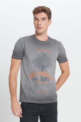 تی شرت طوسی مردانه رگولار یقه گرد کد 817528817