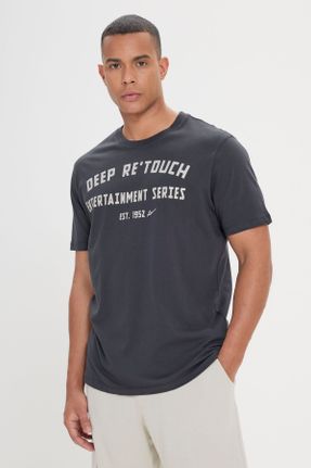 تی شرت مشکی مردانه ریلکس یقه گرد کد 811591508