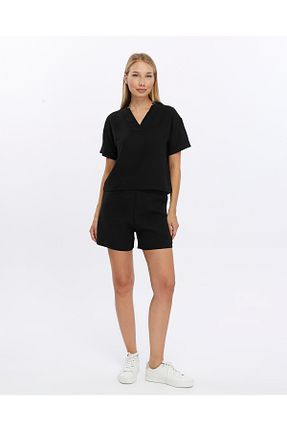 ست بالاتنه و پائین تنه مشکی زنانه بافتنی İkmal - کد 839469116
