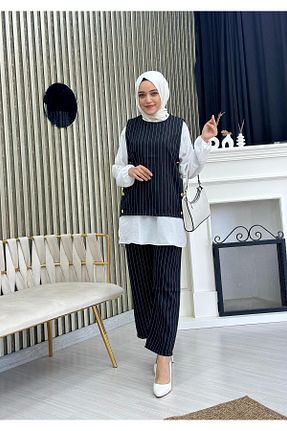 ست بالاتنه و پائین تنه حجاب مشکی زنانه اسلیم Moda Krash - کد 839476992
