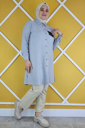 تونیک حجاب طوسی زنانه بافتنی PYS - کد 827274848
