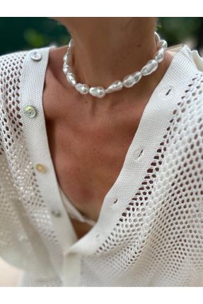 گردنبند جواهر سفید زنانه کد 839520352