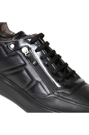 کفش اسنیکر مشکی مردانه بند دار چرم طبیعی چرم طبیعی کد 764574096