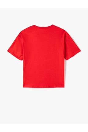 تی شرت قرمز بچه گانه رگولار پنبه (نخی) یقه گرد کد 808316135