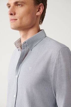 پیراهن مشکی مردانه پنبه - پلی استر یقه دکمه دار اسلیم فیت کد 778935197