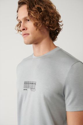 تی شرت طوسی مردانه رگولار یقه گرد کد 814103621