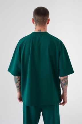 تی شرت سبز مردانه پنبه (نخی) یقه گرد اورسایز تکی کد 708933728