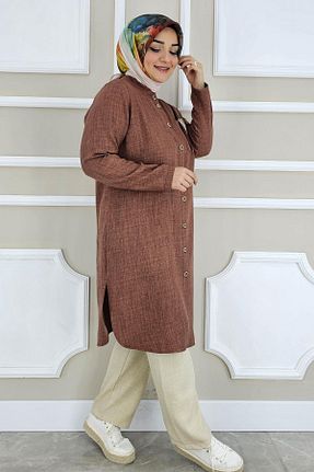 پیراهن حجاب قهوه ای زنانه رگولار PYS - کد 836308954