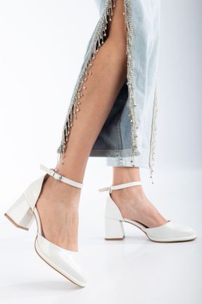 کفش پاشنه بلند کلاسیک سفید زنانه چرم مصنوعی پاشنه پلت فرم پاشنه متوسط ( 5 - 9 cm ) کد 794603155