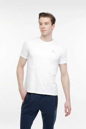 تی شرت سفید مردانه رگولار یقه خدمه پنبه (نخی) تکی بیسیک کد 808157350