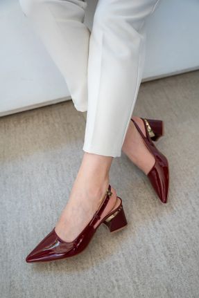 کفش پاشنه بلند کلاسیک زرشکی زنانه پاشنه ضخیم پاشنه متوسط ( 5 - 9 cm ) کد 838495010
