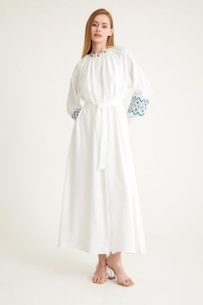 لباس سفید زنانه رگولار بافتنی پنبه - پلی استر کد 829718815