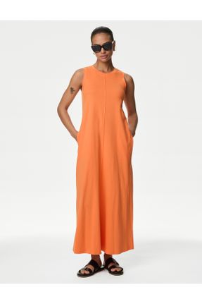 لباس نارنجی زنانه بافت پنبه (نخی) رگولار کد 838713485