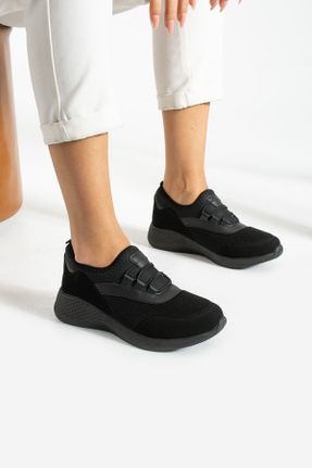 کفش اسنیکر مشکی زنانه پارچه نساجی کد 802678176
