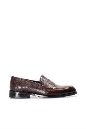 کفش کلاسیک قهوه ای مردانه چرم طبیعی پاشنه کوتاه ( 4 - 1 cm ) پاشنه ساده کد 274256016