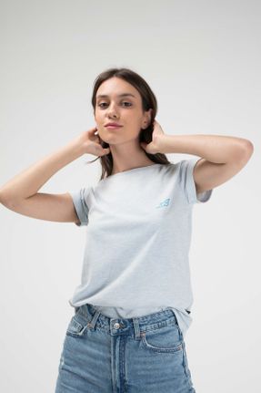 تی شرت آبی زنانه رگولار یقه گرد تکی جوان کد 262264385
