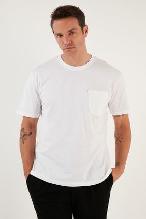 تی شرت سفید مردانه یقه گرد ریلکس کد 690595628