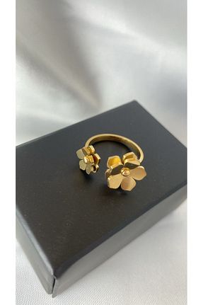 انگشتر استیل (فولاد) طلائی زنانه استیل ضد زنگ QUATTRO ACCESSORİO - کد 834673890