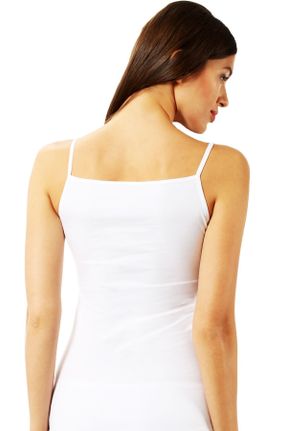 رکابی سفید زنانه پنبه (نخی) بدون آستین بند دار کد 985312