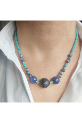 گردنبند جواهر آبی زنانه سنگی کد 829388407