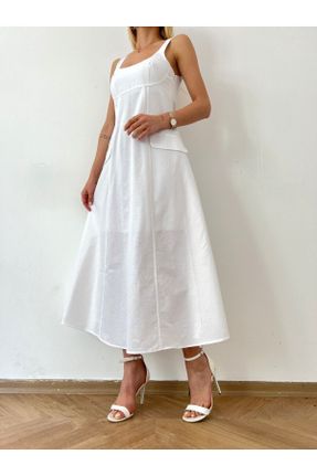 لباس سفید زنانه بافتنی پنبه (نخی) رگولار بیسیک کد 815611538