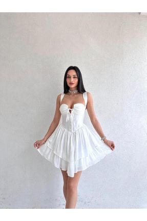 لباس مجلسی سفید زنانه پلی استر یقه هفت رگولار آستین استاندارد آستر دار کد 744449449