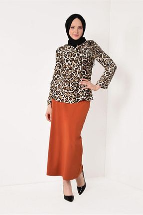 بلوز حجاب قهوه ای زنانه Straight TRENDTESETTÜR - کد 58713527