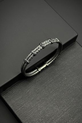 دستبند نقره رنگی مردانه 925 عیار FRNCH - کد 839419401