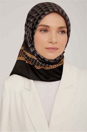 روسری مشکی کرپ ساتن ابریشم Armine - کد 641832775