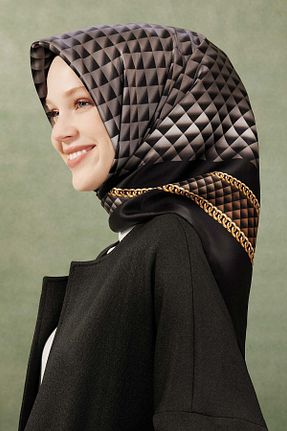 روسری مشکی کرپ ساتن ابریشم Armine - کد 641832775