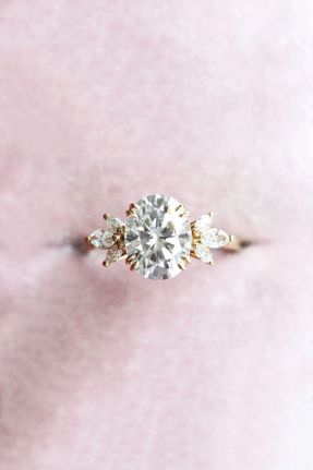انگشتر جواهر سفید زنانه روکش طلا کد 76776410